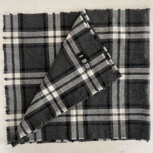 Indigo Cozy 100% Recycled Polyester Fringed Plaid Scarf Unisex Grey Blk White OS